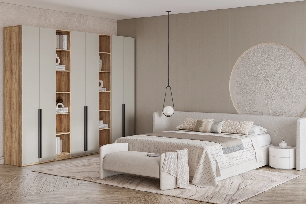 Шкаф распашной Хейсон-18 Кашемир Блэквуд Ячменный - фото 1