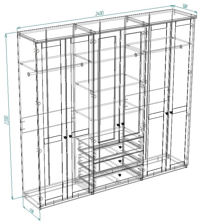 Шкаф распашной София РАХ-14 МДФ Белый - фото 3