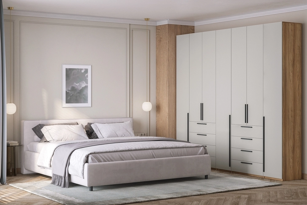 Шкаф распашной Хейсон-2 Кашемир Блэквуд Ячменный - фото 1