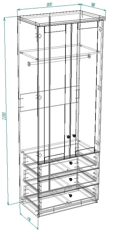 Шкаф распашной София РАХ-11 МДФ Аквамарин - фото 3