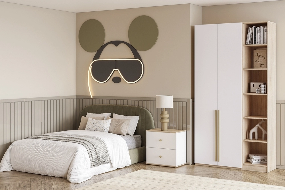 Шкаф распашной Хейсон-23 Белый Дуб Сонома - фото 1