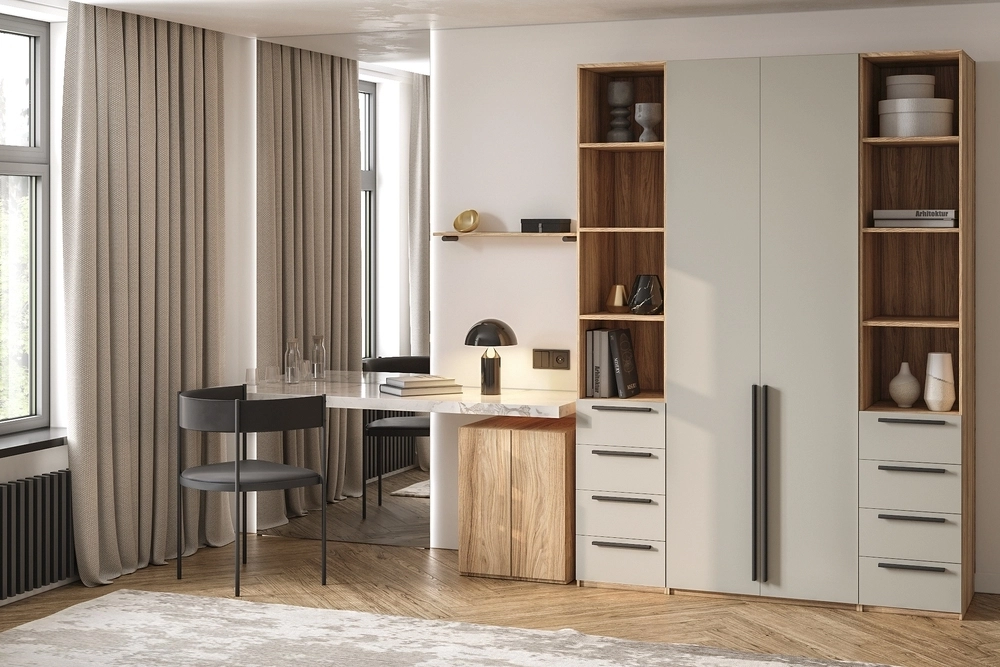 Шкаф распашной Хейсон-25 Кашемир Блэквуд Ячменный - фото 1