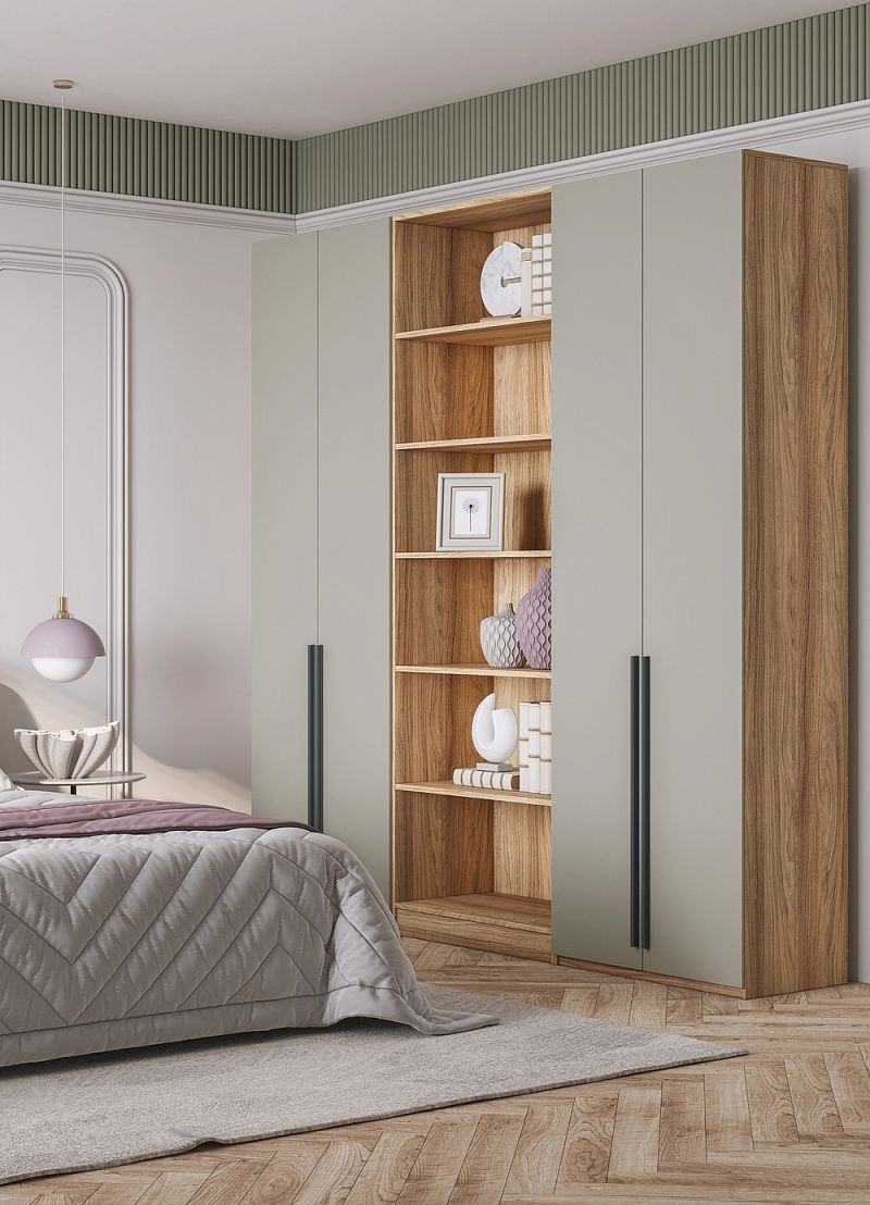 Шкаф распашной Хейсон-10 Кашемир Блэквуд Ячменный - фото 2