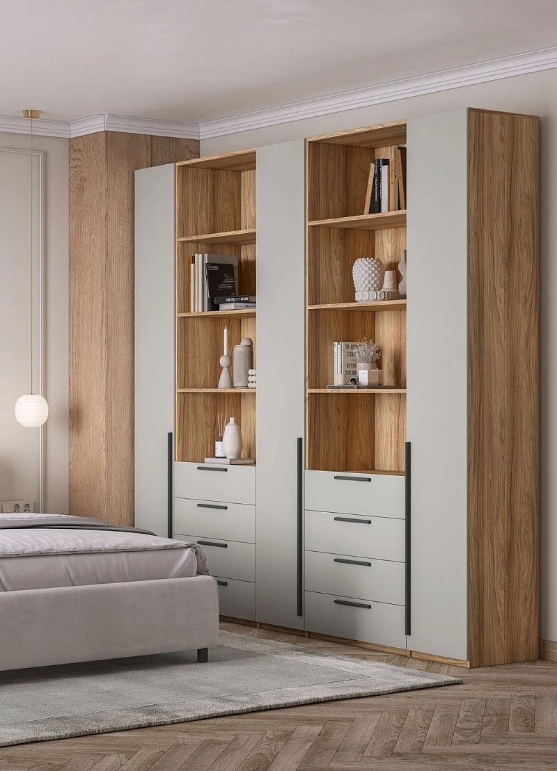 Шкаф распашной Хейсон-1 Кашемир Блэквуд Ячменный - фото 2