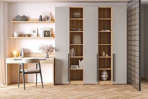 Шкаф распашной Хейсон-14 Кашемир Блэквуд Ячменный - фото 1