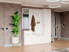 Прихожая Грация-1 в белом цвете с рамкой МДФ