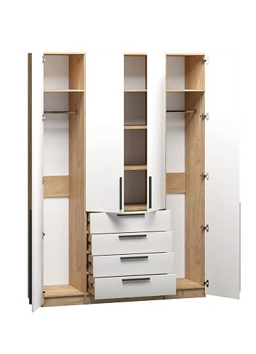 Шкаф распашной Хейсон-5 Белый Дуб Золотистый - фото 4