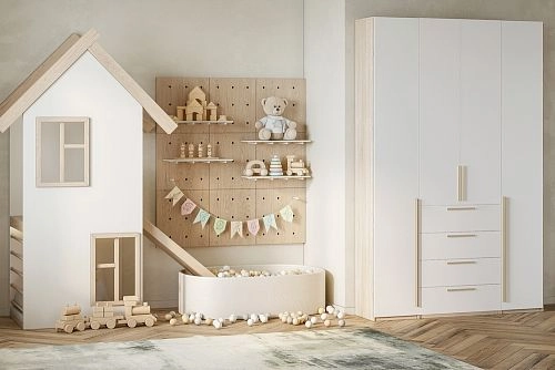 Шкаф распашной Хейсон-5 Белый Дуб Сонома - фото 1