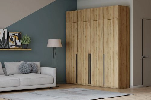 Шкаф распашной Лорена Пакс-4 с антресолью Дуб Золотистый - фото 1