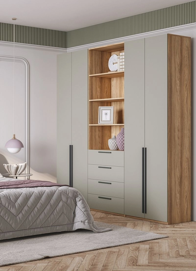 Шкаф распашной Хейсон-9 Кашемир Блэквуд Ячменный - фото 2