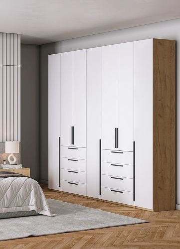 Шкаф распашной Хейсон-2 Белый Дуб Золотистый - фото 2