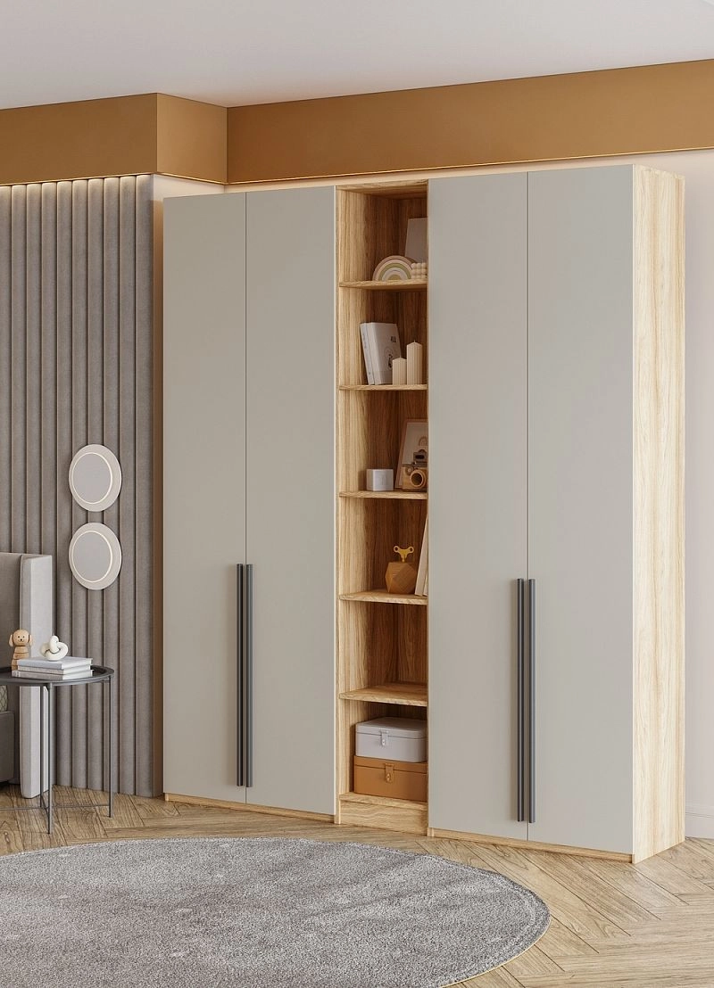 Шкаф распашной Хейсон-17 Кашемир Блэквуд Ячменный - фото 2