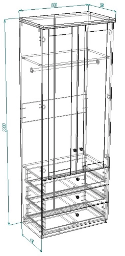 Шкаф распашной София РАХ-11 МДФ Аквамарин - фото 3