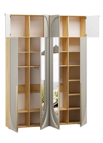 Шкаф распашной Брей-2.1 с антресолью Кашемир/Дуб Золотистый - фото 3